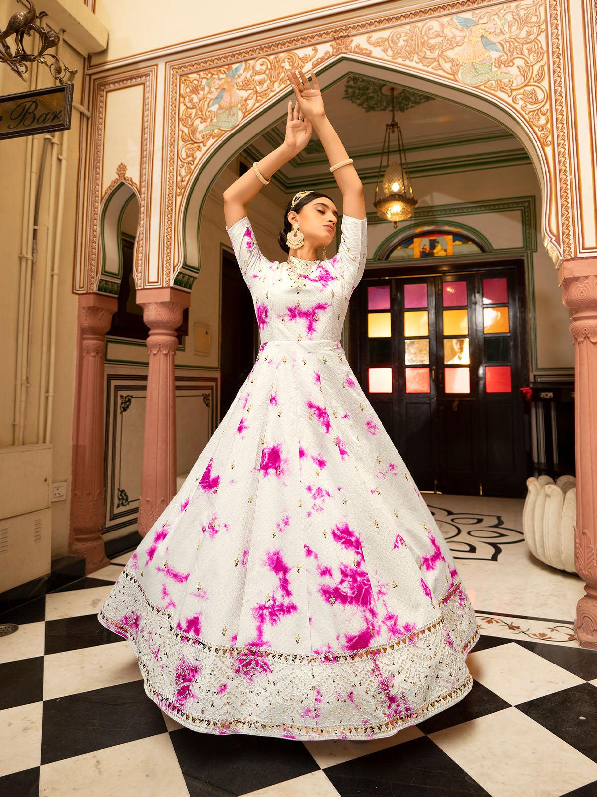 Impressive White Cotton Anarkali - Rajwada