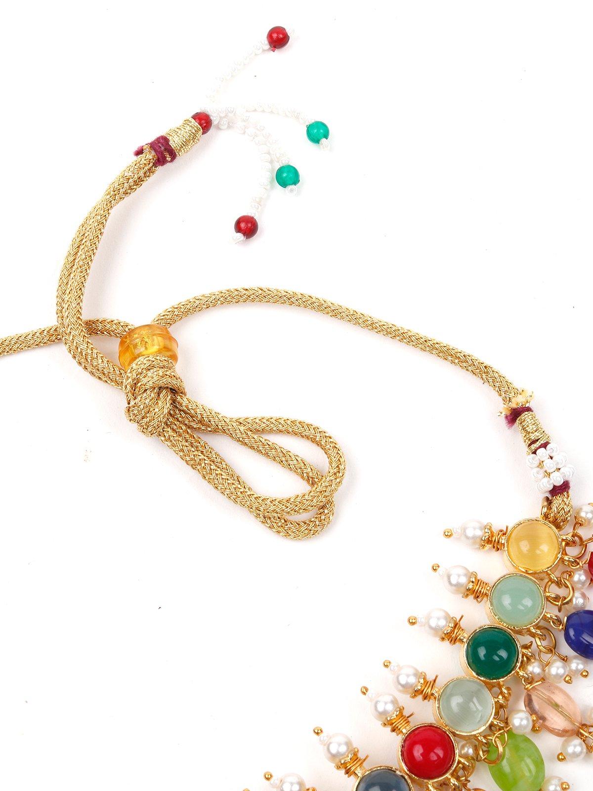 Jewel-Tone Multicolour Princess Necklace Set - Rajwada