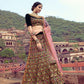 Rajwada Women Navy Blue Thread With Mutli Sequins Work Semi Stitched Lehenga With Unstitched Blouse