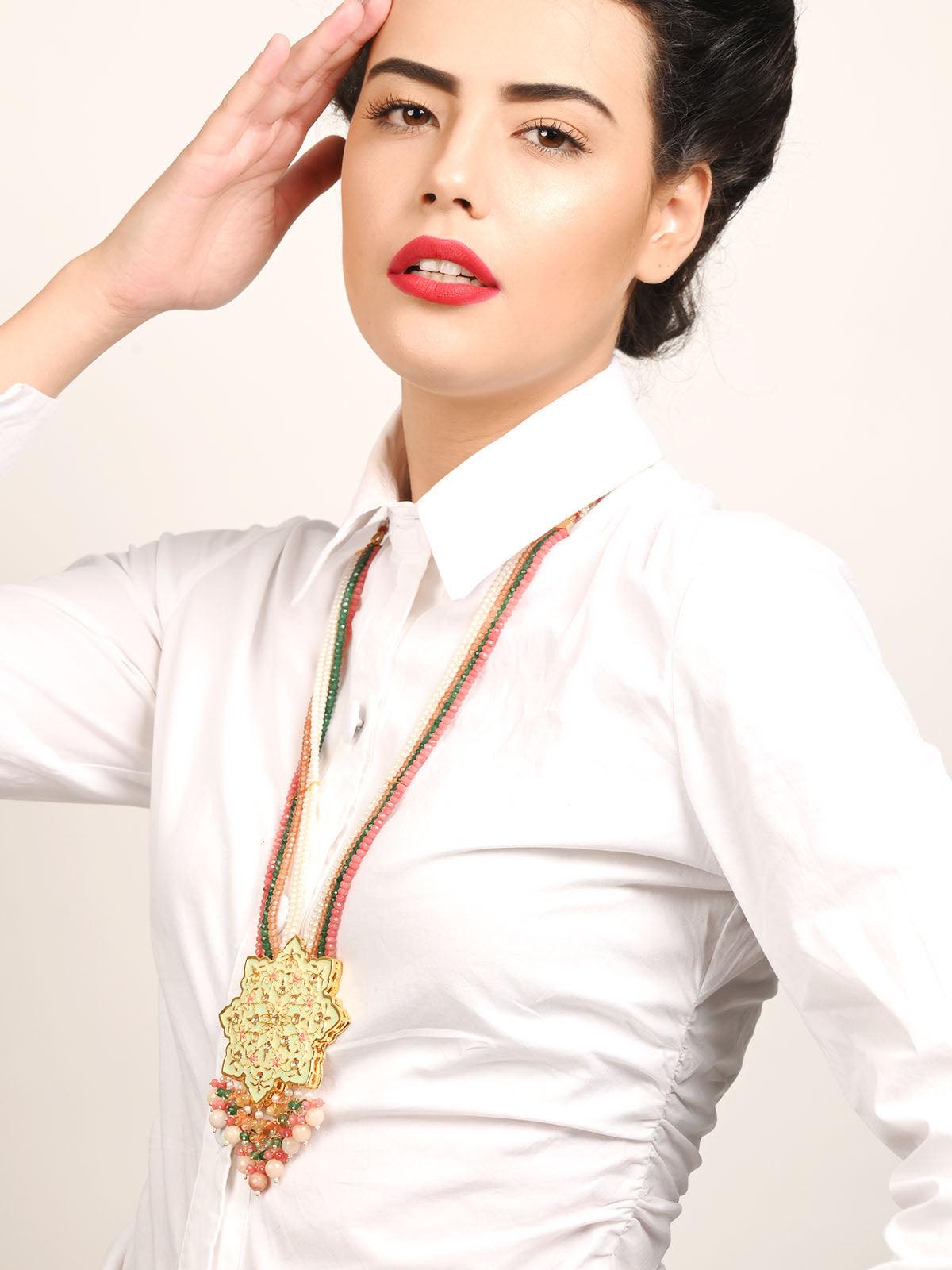Kalina Pistachio Necklace Set - Rajwada