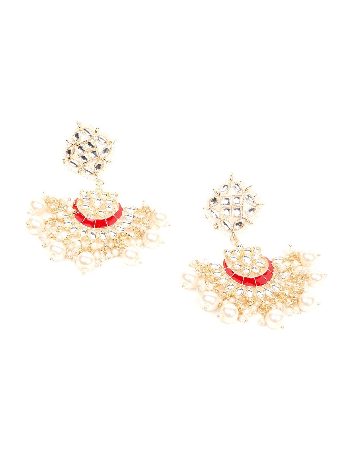 Kundan detailing gold colour jewellery set - Rajwada