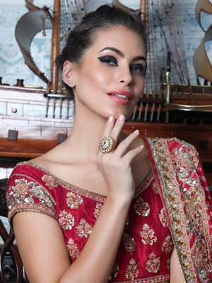 Kundan Embellished Finger Ring - Rajwada