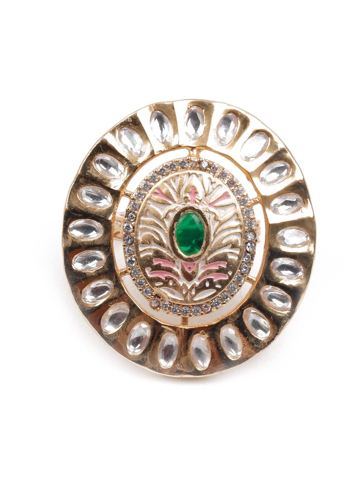 Kundan Embellished Finger Ring - Rajwada