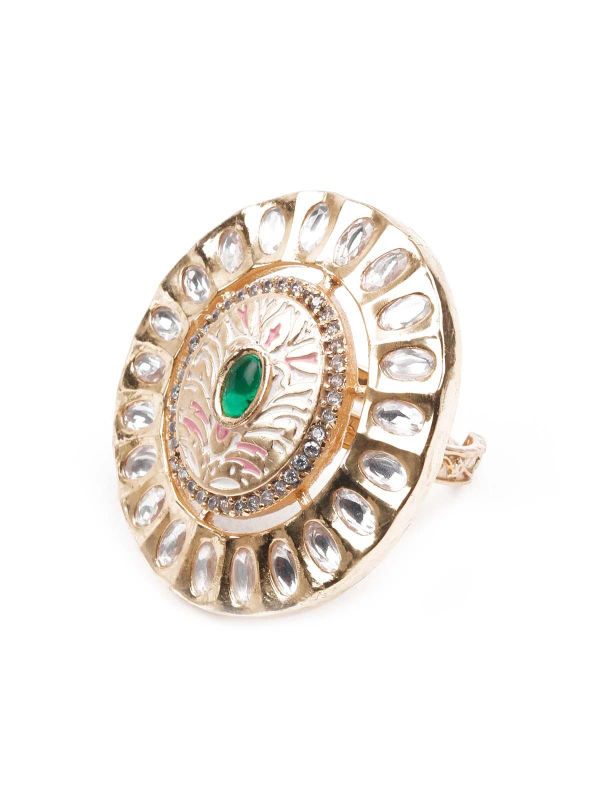 Kundan Embellished Finger Ring - Rajwada