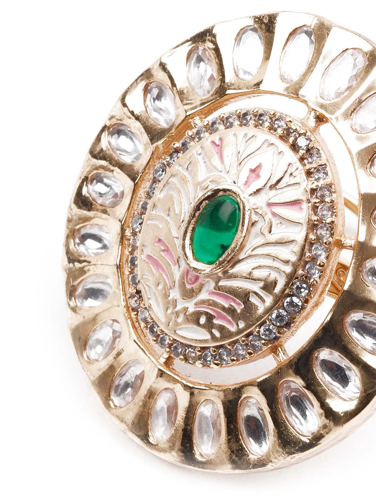 Kundan Embellished Finger Ring - Rajwada