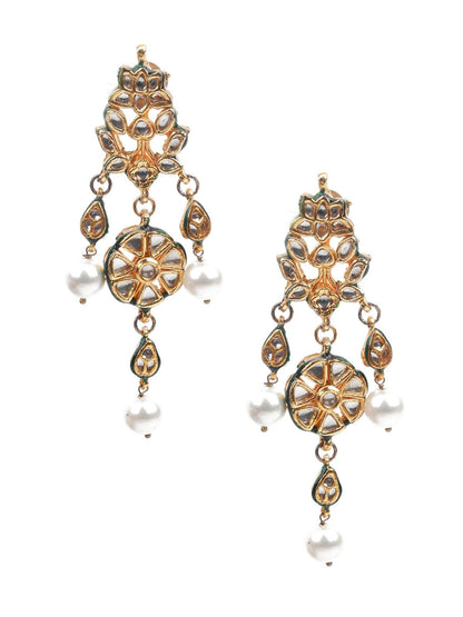 KUNDAN STUDDED DANGLE EARRINGS - Rajwada