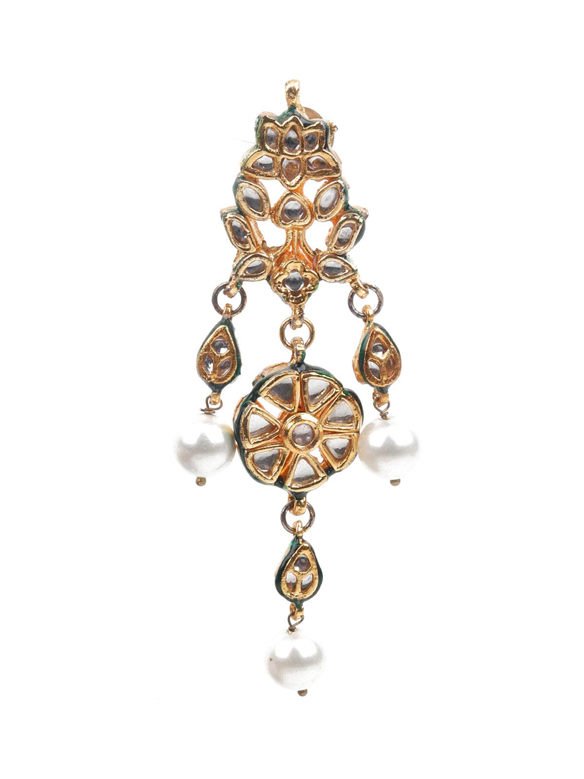KUNDAN STUDDED DANGLE EARRINGS - Rajwada