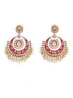 KUNDAN STUDDED MEENAKARI CHANDBALI EARRINGS - Rajwada