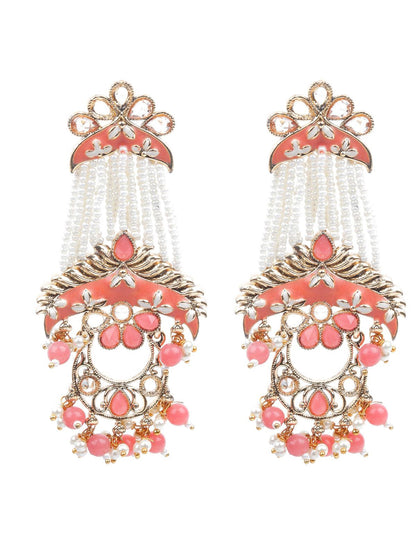 KUNDAN STUDDED MEENAKARI DANGLE EARRINGS - Rajwada