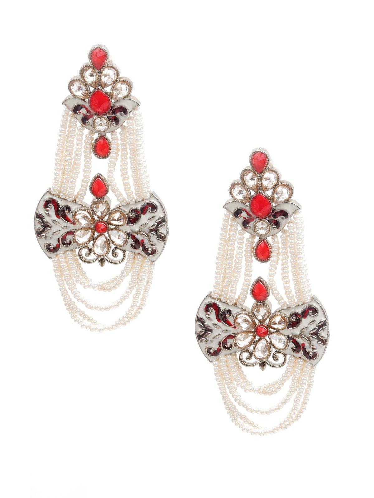 KUNDAN STUDDED MEENAKARI DANGLE EARRINGS - Rajwada