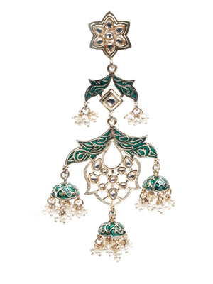 KUNDAN STUDDED MEENAKARI DANGLE EARRINGS - Rajwada