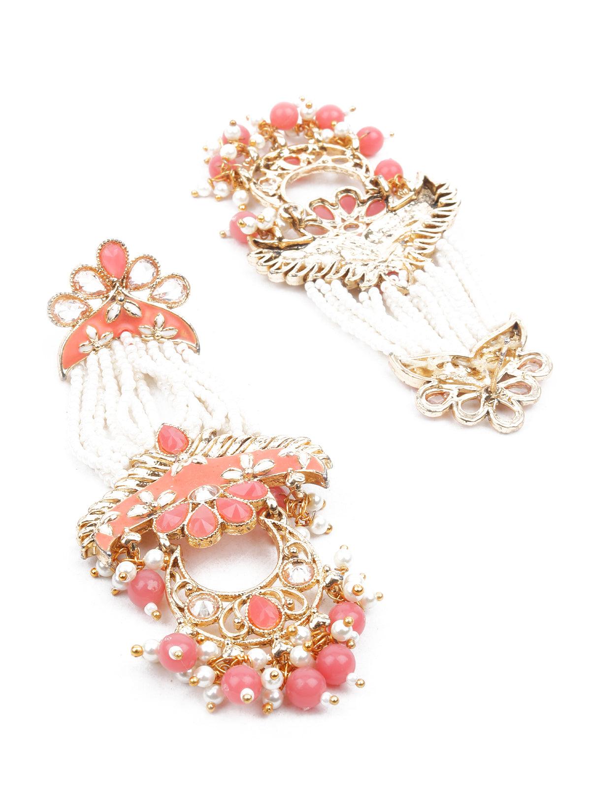 KUNDAN STUDDED MEENAKARI DANGLE EARRINGS - Rajwada