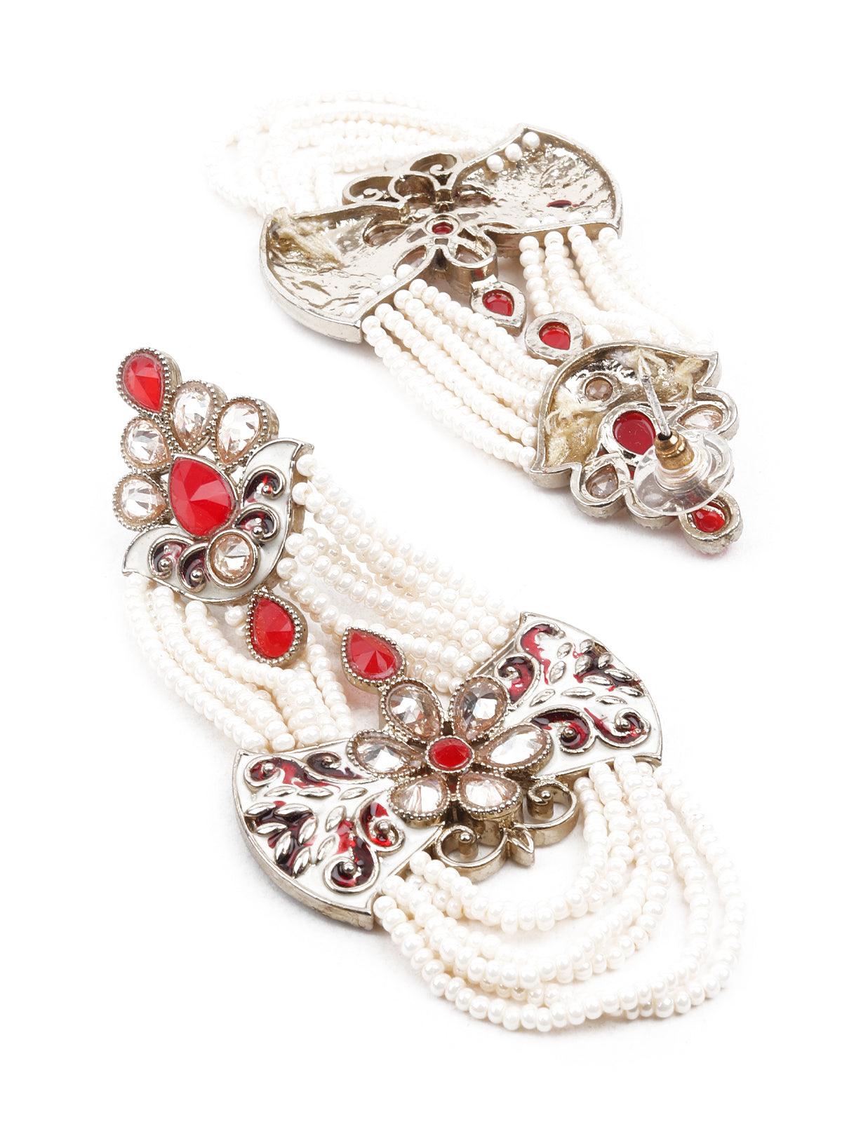 KUNDAN STUDDED MEENAKARI DANGLE EARRINGS - Rajwada