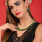 Layered Blissful Green Kundan-Pearl-Mani Necklace Set - Rajwada