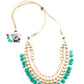 Layered Blissful Green Kundan-Pearl-Mani Necklace Set - Rajwada