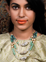 Layered Sea Green Crystal Necklace - Rajwada