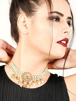Light Green Ethnic Choker Necklace Set - Rajwada