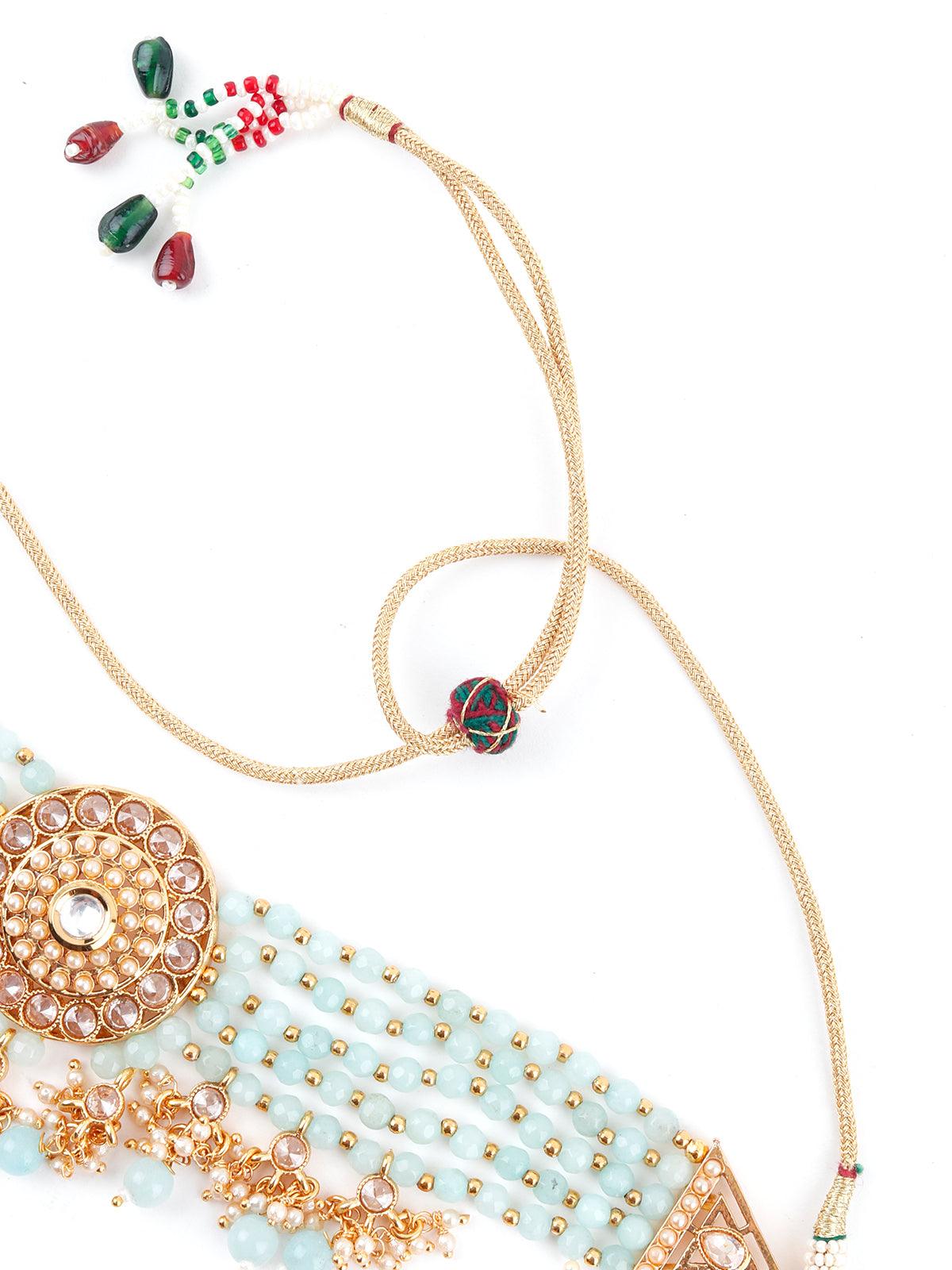 Light Green Ethnic Choker Necklace Set - Rajwada