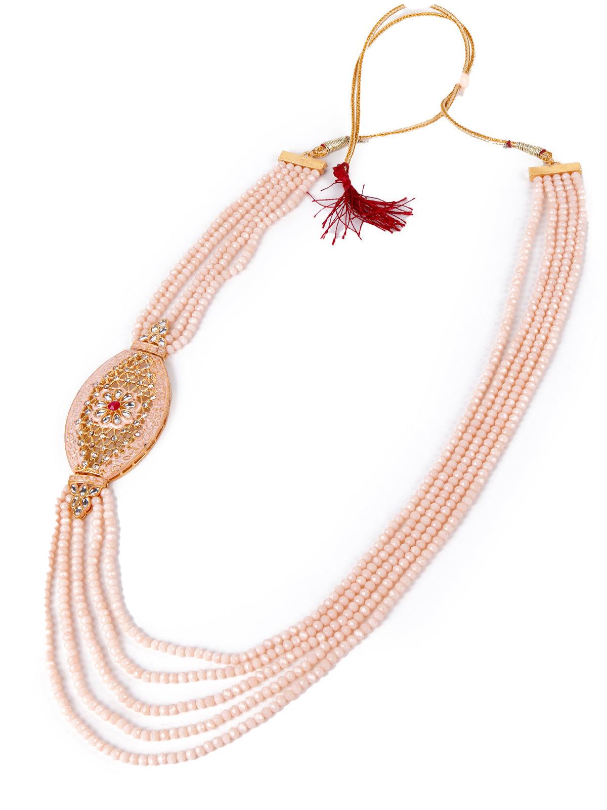 Light peach designer elegant necklace set for women - Rajwada