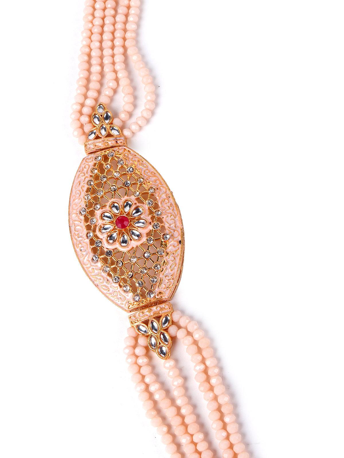 Light peach designer elegant necklace set for women - Rajwada