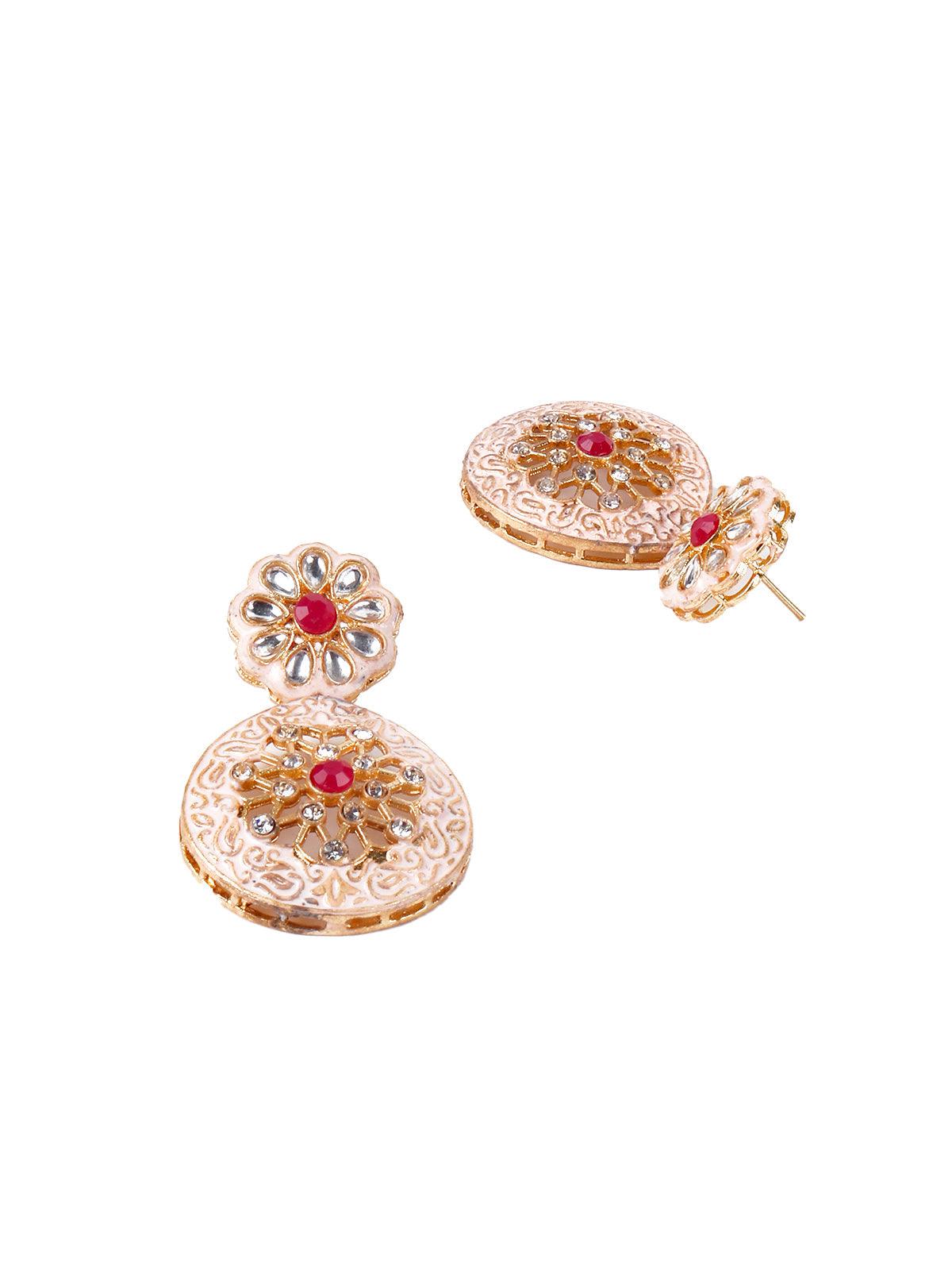 Light peach designer elegant necklace set for women - Rajwada