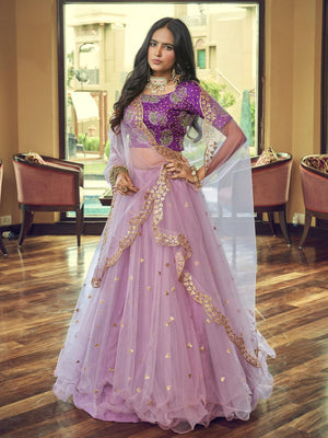 Light Purple Heavy Net Designer Lehenga Choli - Rajwada