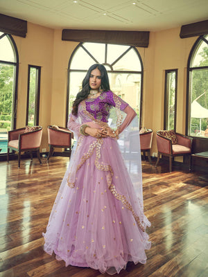 Light Purple Heavy Net Designer Lehenga Choli - Rajwada