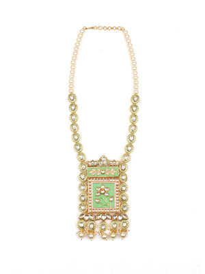 Lime Green Kundan Necklace - Rajwada