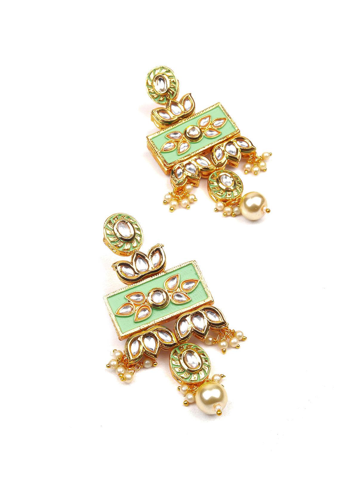 Lime Green Kundan Necklace - Rajwada