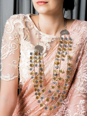 Long Brass Look Heavy Necklace! - Rajwada