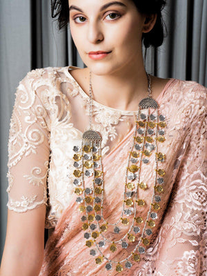 Long Brass Look Heavy Necklace! - Rajwada