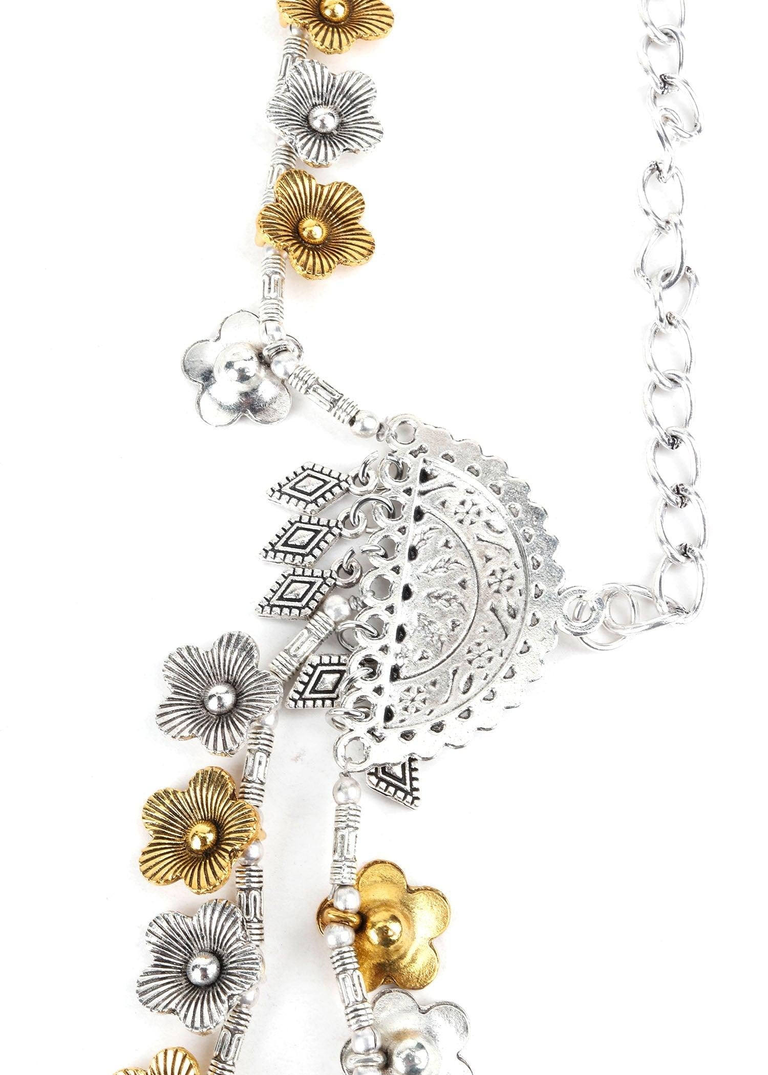 Long Brass Look Heavy Necklace! - Rajwada