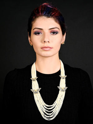 Long Divine Pearl Necklace Set - Rajwada