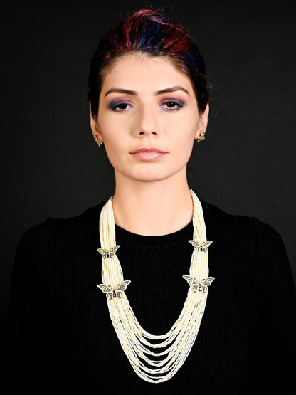 Long Divine Pearl Necklace Set - Rajwada