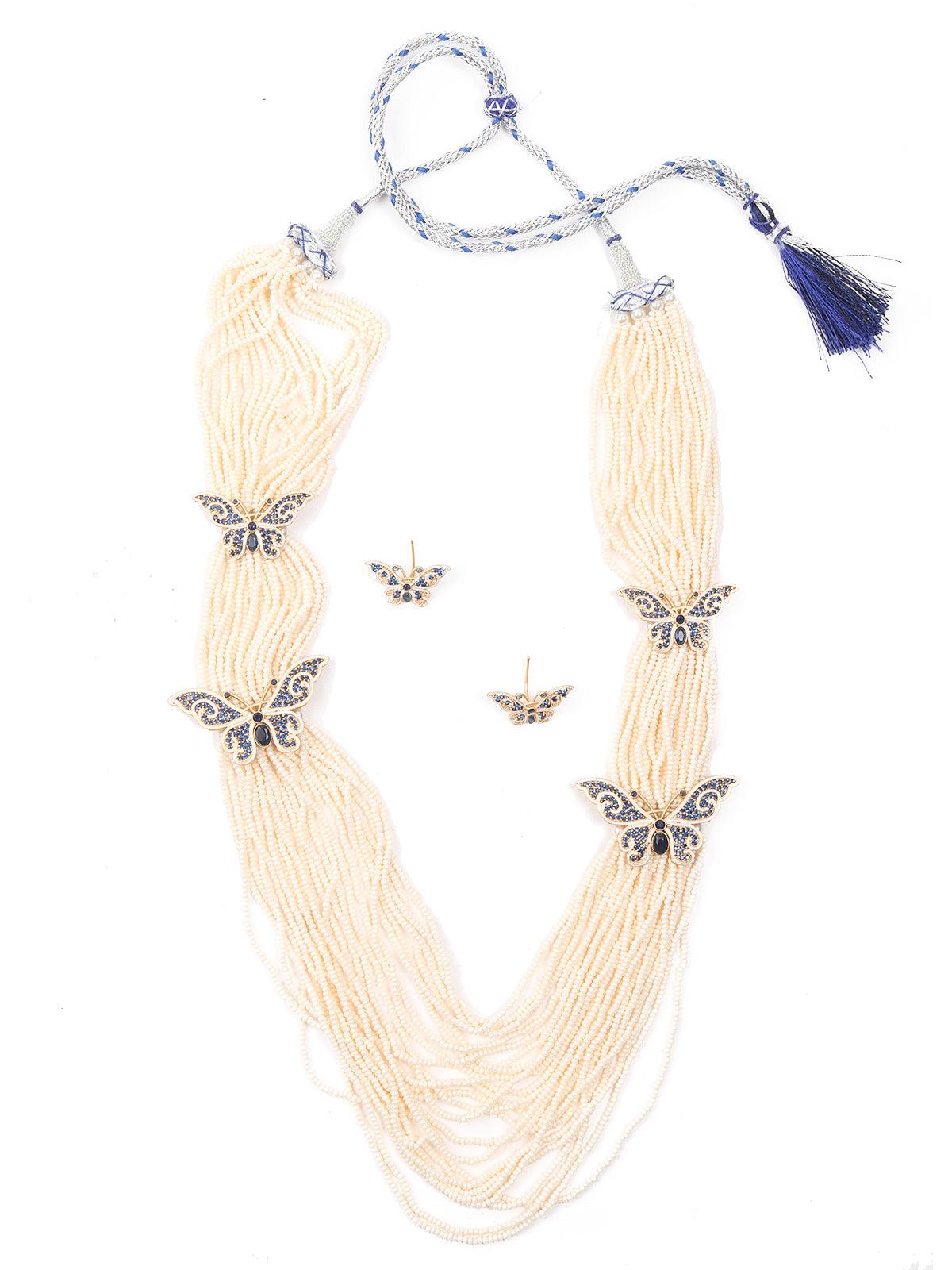 Long Divine Pearl Necklace Set - Rajwada