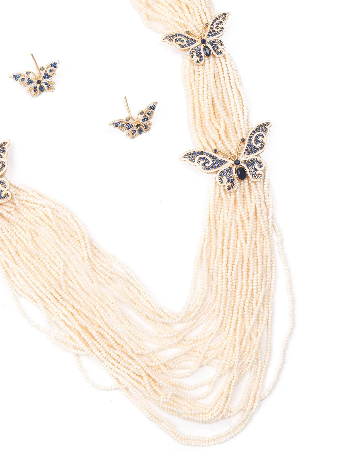 Long Divine Pearl Necklace Set - Rajwada