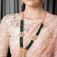 Long Stupefying GreenOnyx Kundan Necklace Set - Rajwada