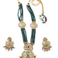 Long Stupefying GreenOnyx Kundan Necklace Set - Rajwada