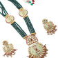 Long Stupefying GreenOnyx Kundan Necklace Set - Rajwada