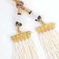 Long White Pearl Chain with Elephant Stud - Rajwada