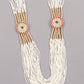 Long White Pearl Necklace Set with Floral Details for Women - Rajwada