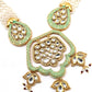Lovely classical semiprecious kundan &amp; pearl green necklace with earrings! - Rajwada