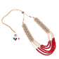 LOVELY GOLD AND RED LONG NECK PIECE - Rajwada