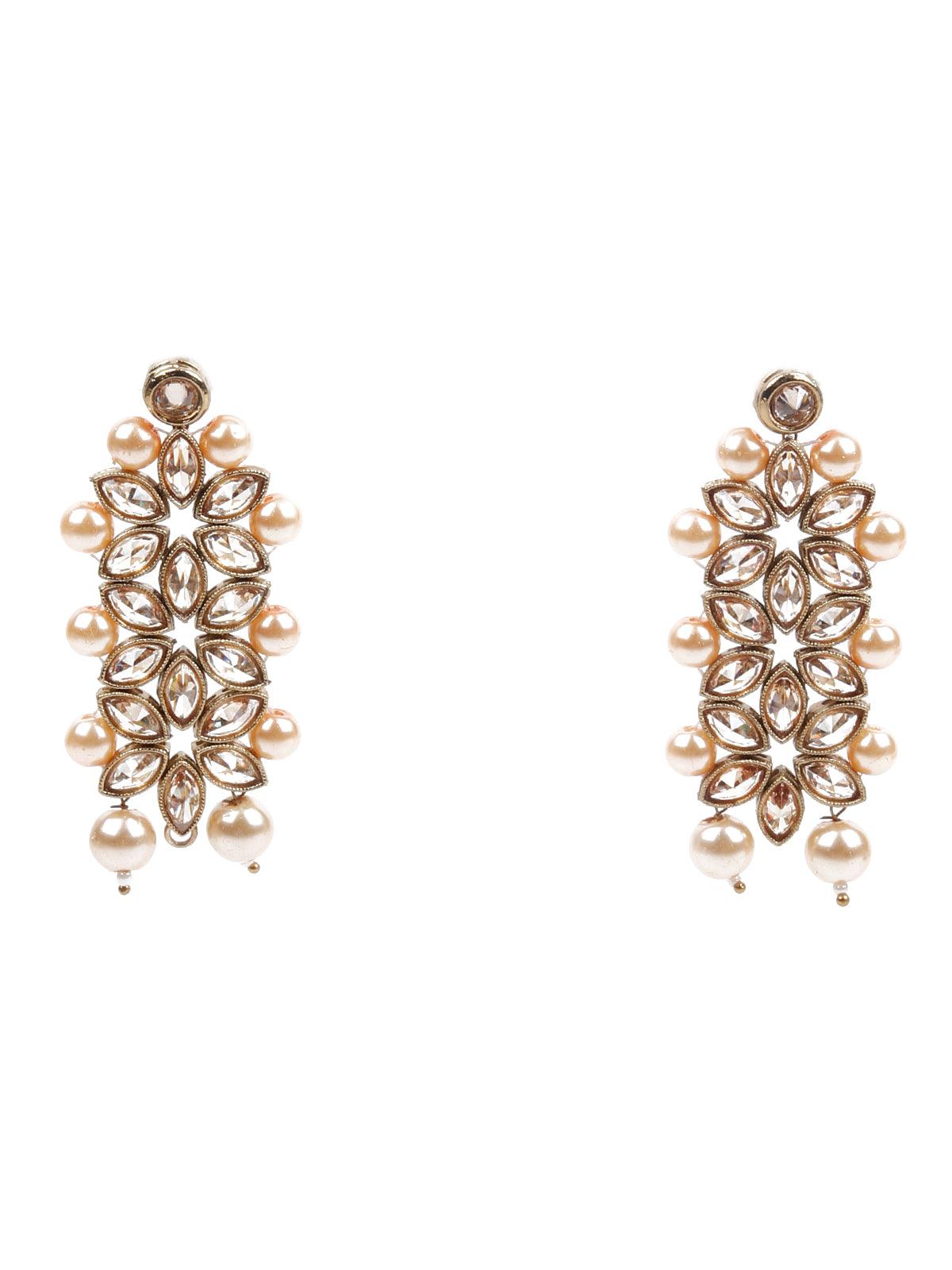 LOVELY GOLD AND RED LONG NECK PIECE - Rajwada