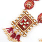 Lush Pink Stone Red Enamelled Enticing Onyx-Kundan Necklace Set - Rajwada