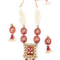 Lush Pink Stone Red Enamelled Enticing Onyx-Kundan Necklace Set - Rajwada