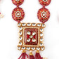 Lush Pink Stone Red Enamelled Enticing Onyx-Kundan Necklace Set - Rajwada