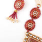 Lush Pink Stone Red Enamelled Enticing Onyx-Kundan Necklace Set - Rajwada