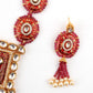 Lush Pink Stone Red Enamelled Enticing Onyx-Kundan Necklace Set - Rajwada