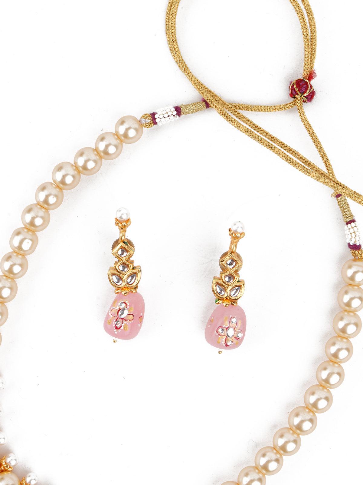 Lustrous Pearl Multi-Coloured Onyx Necklace Set! - Rajwada